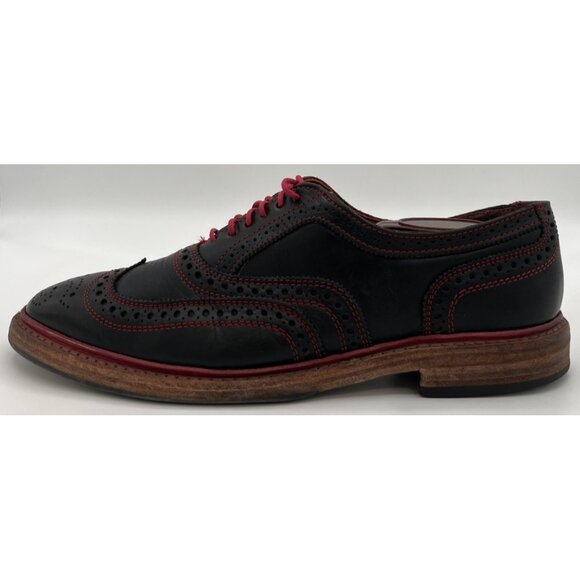 Allen Edmonds Ridgeway Black Red Leather Wingtip Oxford Dress Shoes Mens Size 9D - Picture 6 of 13